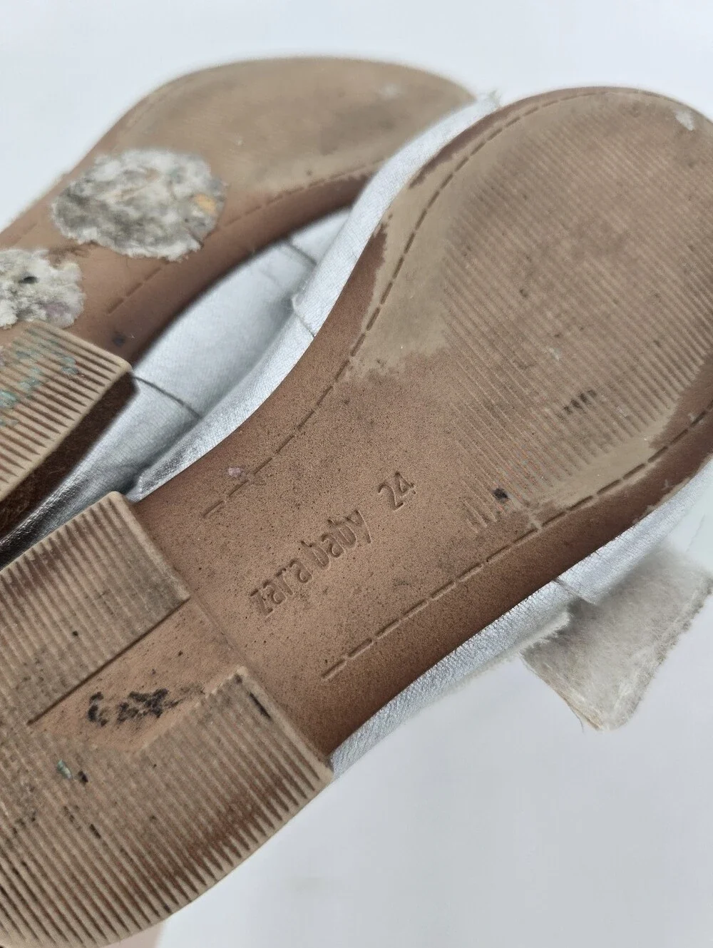 Zara Baby Silver Dress Flats Mary Jane Knot Size 24 US Size 8